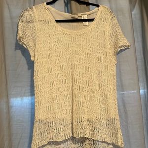 White with shimmer blouse.